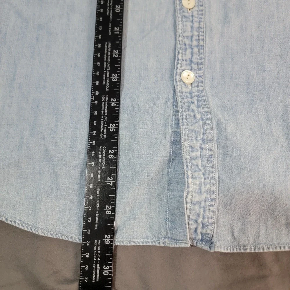 Polo Ralph Lauren Denim Shirt Men's Large Blue Short Sleeve Epauletes Lightwash
